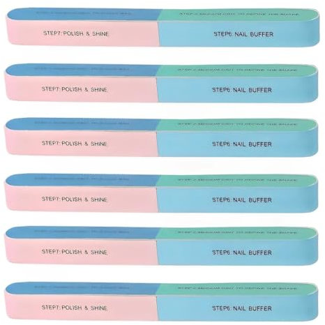 AOEVUIR 6 Pcs Lima y Pulidor de Uñas Cuidado Profesional para Lograr Uñas Perfectas y Brillantes Herramienta de Cuidado de Uñas Portátil y Conveniente para Uso en Casa y en Viajes