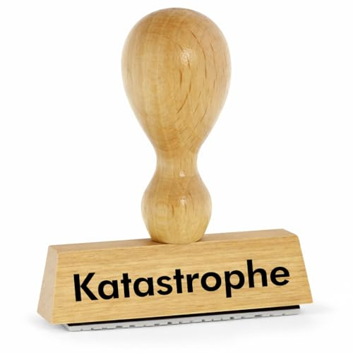 Sprüche-Stempel KATASTROPHE – Holzstempel 40x10 mm für Büro, Schule und Organisation – Kommentarstempel, Spaßstempel und Motivstempel mit lasergravierter Textplatte von Kaufhaus 2010