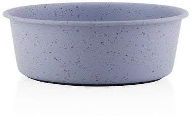 PAWPOURRI Grey Speckle Anti-Skid Stainless Steel Water and Food Feeding Bowl for Adult Dogs, Puppies, Cats | Stainless Steel | Anti-Skid | Easy to Clean Pet Feeder (Grey, 1800 ML)