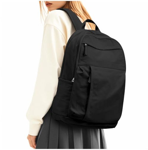 HYC00 Rucksack Damen Schule Teenager Schulrucksack Mädchen Schultaschen Rucksack Schulrucksack Schulranzen Daypacks mit 15.6 zoll Laptop Rucksack Damen Wasserdicht Tagesrucksack Bookbag,Schwarz