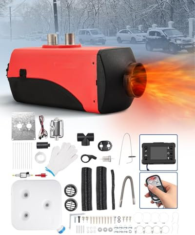 QWBDNMQP 8KW 24V Diesel Luftheizung All-in-One Dieselheizung Standheizung mit LCD-Schalter & Fernbedienung Fahrzeugheizung Standheizung Diesel mit Konstanttemperatur-Timing (Schwarz)