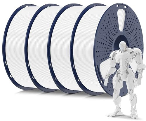 SUNLU PLA Filament Satz, Sauber Gewickelt 3D Drucker Filament PLA 1.75mm +/- 0,02mm, Einfach zu Verwenden, Passend Für Sie Meisten FDM 3D Drucker, 1KG Spool, 4KG insgesamt, 4 Rollen Weißes Filament.
