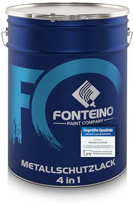 Fonteino Metallschutzlack 3in1 Metalllack Metallfarbe Grundierung Rostschutzfarbe Decklack - Kieselgrau 5L