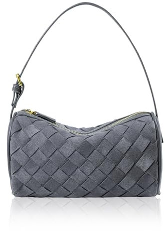 GZRHKJ Gewebte Ledertasche, Abendtasche, Clutch, Geldbörsen für Damen, Leder-Schultertaschen, kleine gewebte Handtasche, GRAU