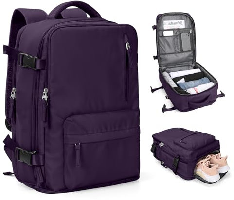 SZLX Borse da Cabina per Easyjet 45x36x20 Zaino da Viaggio Donna Ryanair 40x20x25 Bagaglio a Mano con porta usb zaino da viaggio aereo bagaglio a mano zaino per laptop Casual Daypack Viola Scuro