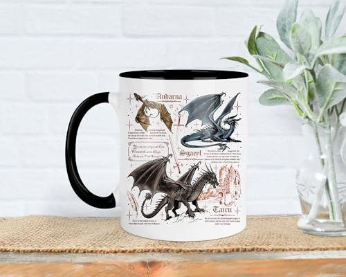 Fourth Wing Dragon Mug, Tairn and Andarna, Dragon Rider, Bookish Gifts, Reading Gift, Iron Flame, Onyx Storm, Xaden and Sgaeyl (Black)