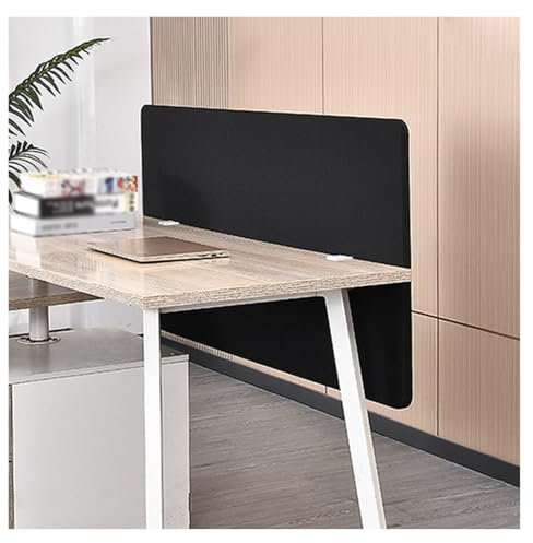 JYHHCYS 2 Ft High Clamp-On Desk Divider, Portable Soundproof Office Privacy Panel with Clamps, 40 50 60 100 120 CM Long Modesty Panel for Under Standing Desk, Universal(Black,Lenght 120 cm/47.2 in)