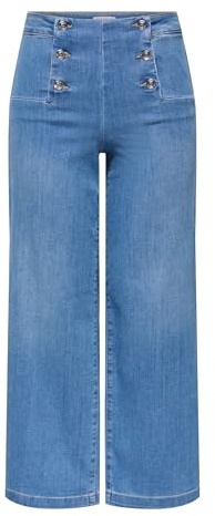 ONLY Female Jeans mit weitem Bein Onlnew Hohe Taille Weite Passform - kurz geschnitten Verkürzt Jeans