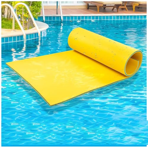 Tapis Flottant Piscine en Mousse XPE,Tapis Flottant Piscine pour Adultes, Lac, Piscine, Plage,Yacht,Bouée Flottant,Hamac Tapis d'eau Flottant,Jaune,1.8mx0.6mx3.3cm
