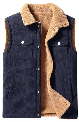Oralidera Gilet da Uomo in Velluto a Coste Giubbino Smanicato Gilet Imbottito in Pile Caldo Invernale Giacca Senza Maniche in Velluto a Coste