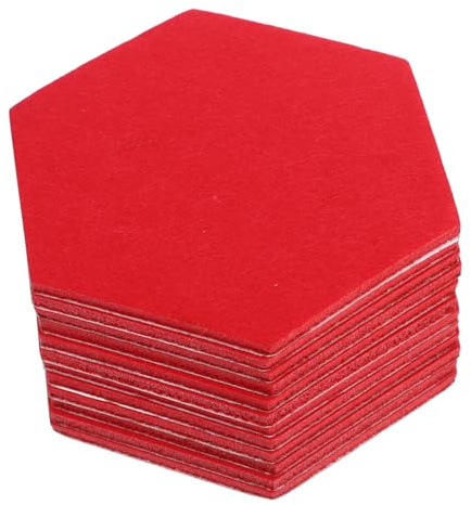 HYTROVE 12 Stück Teiliges Sechseck Filzplatten Selbstklebende Wanddeko für Büro und Zuhause Moderne Pinnwand aus Akustikfilz Rot zur Kreativen Gestaltung von Wohnräumen Memo Board