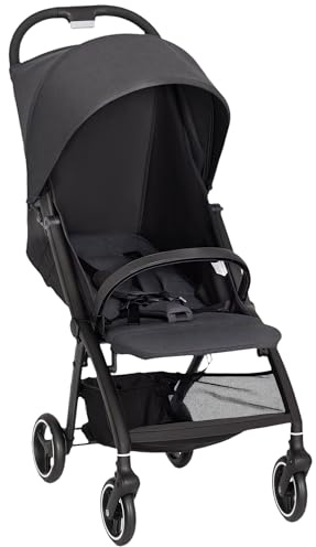 AIYAPLAY Baby Kinderwagen, faltbarer Kinderwagen mit verstellbarer Rückenlehne & Fußstütze, Verdeck, Aufbewahrungskorb, kompakter Einhand-Babywagen, von Geburt bis 3 Jahre (15kg), dunkelgrau