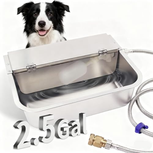 Automatic Dog Water Dispenser,Stainless Steel Water Bowl for Outdoor,Large Animal Drinking Water Bowl with Auto Self Filling for Livestock.(2.5Gallon)