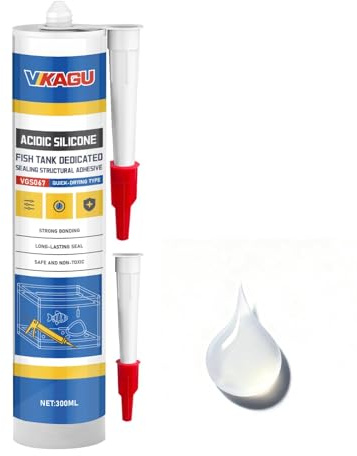 VGS067Aquarium Safe Silicone Sealant - 100% Waterproof Fish Tank Glue, Clear Structural Adhesive for Glass Building & Repair, High Strength Acidic Cure, (10.15 fl oz- Caulking Gun Required)
