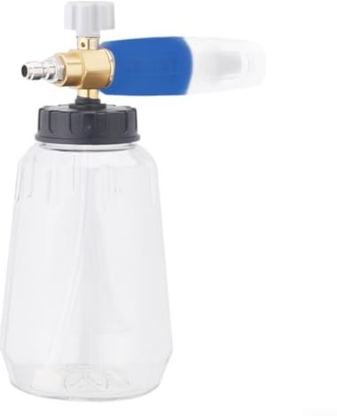 Zilimontt Bouteille de savon en mousse pour nettoyeur haute pression de 10,2 cm avec buse réglable et capacité de 1 L pour voiture, toit de bateau et nettoyage extérieur (bleu blanc, 1 l)