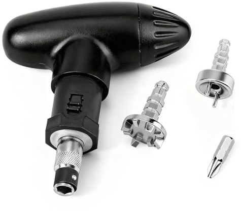 Chtaoxin Golf Shoe Spike Wrench with Ratchet Action | Durable Iron and Plastic Handle, 3-Adapter Set for Easy Cleat Replacement and Adjustment Tool