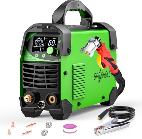 SPRIGHOLLY CUT60 PRO Upgrade 60A IGBT Plasma Cutter 240V - 2T/4T Modes, Max Cut 5/8'' (16mm), Clean Cut 3/8'' (10mm) - Digital LED Display, Easy Start, Overload Protection
