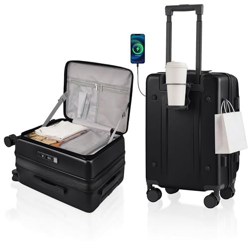 ISLAND ELEPHANT Valise de voyage extensible de 50,8 cm approuvée par les compagnies aériennes – Ouverture sur le dessus – Valise de voyage rigide incassable – avec porte-gobelet, chargement USB