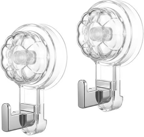 Naapesi 2 Pezzi Ganci a Ventosa Forti, Ganci Ventose Sottovuoto Potenti, Ganci a Ventosa Riutilizzabile Impermeabile Trasparente Rimovibile Ventose con Gancio, per Bagno, Cucina, Vetro, Finestra