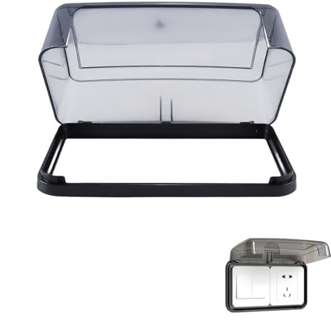 Riven Tapa de enchufe, tipo 86, resistente al agua, para pared, cubierta de doble interruptor, adecuada para 86 enchufes (negro transparente)