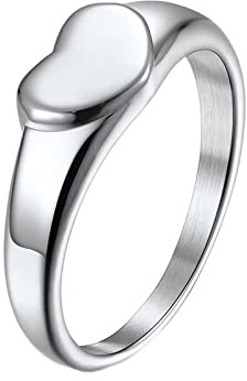 GMJGCIRVC Engagement Rings for Women Stainless Steel,Wedding Rings Engraved Woman Heart Ring for Women