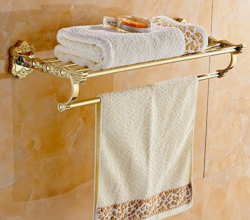 Gowe Euro Style Vergoldet Blume Carving Badezimmer Wand montiert Handtuch Regal