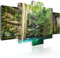 decomonkey Bilder Wasserfall 225x112.5 cm XXL 5 Teilig Leinwandbilder Bild auf Leinwand Wandbild Kunstdruck Wanddeko Wand Wohnzimmer Wanddekoration Deko Wald Natur