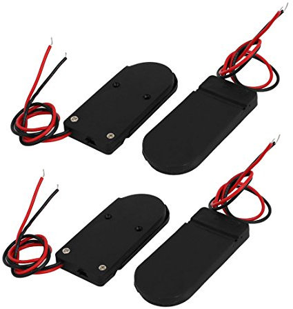 sourcing map 4 Pcs B0219/2032 Coin Button Cell Battery Holder Case on/off Switch Black