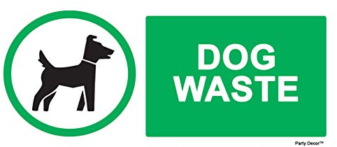 4 x - DOG Waste - Info Sign Label Removable Self Adhesive Waterproof Durable Vinyl Label Sticker 225mm x 106mm