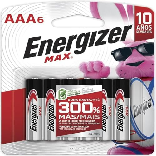 Energizer, MAX Alkaline AAA Batteries, 6 Batteries, White/Red