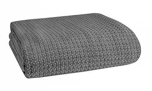 Elvana Home Bettdecke aus 100% Baumwolle, atmungsaktive Bettdecke, Doppelbett, Baumwoll-Thermodecken, perfekt für jedes Bett für alle Jahreszeiten, Anthrazitgrau