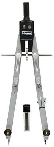 Idena 20062 - Schnellverstellzirkel im Etui, inklusive Ersatzminen in Schutzhülse, Silber/Schwarz, 1 Etui