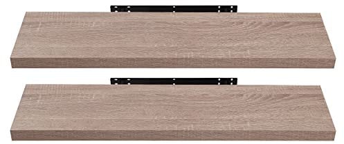EUGAD Étagère Murale Lot de 2 étagères tablettes Style Moderne en Bois,80x22,9x3,8cm Chêne Jaune 0117QJ-2