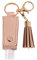 Hfior Lot de bouteilles de voyage de 30 ml avec pompons en cuir et porte-clés - Portable et étanche - Flacons réutilisables pour désinfectant pour les mains, huiles essentielles, contenants liquides