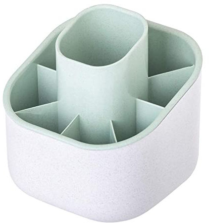 Vigar - Escurrecubiertos - 9 Compartimentos - 12,5 x 12,5 x 13 cm - Modelo Zeroline - Utensilio de Cocina - Escurridor de Cubertería - Gris y Turquesa