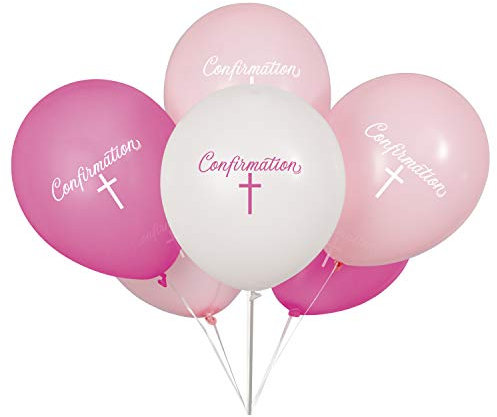Unique 74832 Konfirmation Latexballons | Rosa und Weiß | 30,5 cm | 8 Stück, Rose