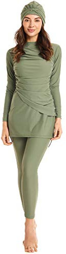 seafanny Traje de baño musulmán de 3 Piezas para Mujer con Cubierta Completa Hijab Burkini Modesto Traje de baño