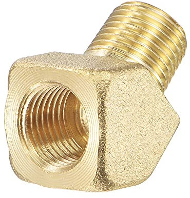sourcing map Ottone Tubo Raccordo Gomito 1/8 NPT Maschio a Femmina Filettatura 45 Gradi Angolo Connettore Adattatore