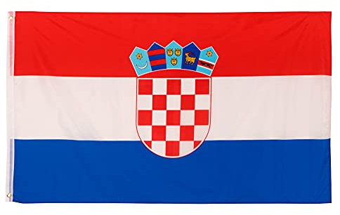 Aricona Bandiera Croazia 90x150cm – croata – resistente alle intemperie - con occhielli in ottone - 100% poliestere - cuciture doppie robuste e colori vivaci – ideale per gli amanti delle bandiere