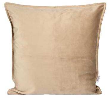 beties - Samt&Sonders-Serie - Kissenhülle ca. 40x40 cm; in braun-beige mit dekorativer Jeansnaht aus deutschem Unternehmen in hochwertiger Qualität