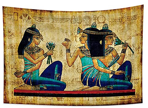 YONGFOTO 150x100cm Antikes Ägypten Tapisserie Farbe gemalt Priesterin Traditionelle Kleidung Symbol Alte Zivilisation Wandbehang Tapisserien für Heim Wand-Dekor Tischdecke Decke