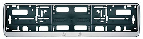 Auto Kennzeichenhalter in der Farbe Silber/Schwarz Nummernschildhalterung Auto, Nummernschildhalter Katze Cat Tier Bild Motiv 2 Stück