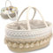 MillyBeas Baby Windel Caddy Organizer mit Quaste, Baumwollseilkorb für die Aufbewahrung von Windeln im Kinderzimmer - Baby-Essentials für Neugeborene, Duschgeschenkkorb für Mütter