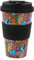 IDRINK®- Taza de café de RPET con tapa de silicona de apertura, fácil de llevar Taza de 435 ml para llevar de plástico reciclado 8,7 x 8,7 x 15 cm ergonómica 435 ml (DOODLE)