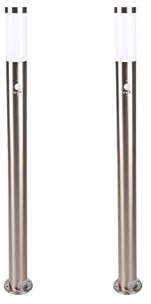 Novatool 2x Gartenlampen I 110 cm I mit Bewegungsmelder I Edelstahl I IP44 I E27 Sockel I Gartenleuchten Stehlampen Säulenlampen außen Außenlampen Aussenleuchten Sockelleuchten Pollerleuchten