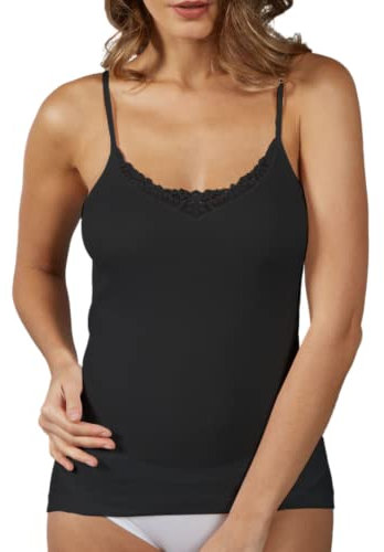 VP PINUCCIO VENEGONI Set 2 Canottiera Intima Donna Spalla Stretta in Pizzo 100% Cotone Mercerizzato Top Intimo Bianco e Nero Canottiere Intime Canotta Intima Donna Estiva