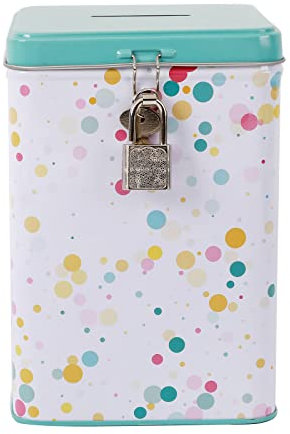 I-TOTAL® - Lustige Spardose mit Vorhängeschloss und Schlüssel/ Metallmünzgeldbörse mit Schloss (BUBBLES)