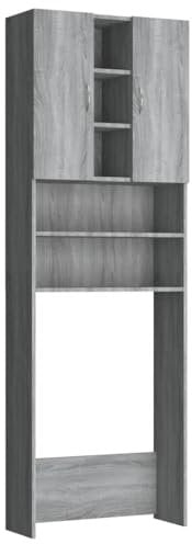 vidaXL Meuble pour Machine à Laver Salle de Bain Buanderie Organisateur de Maison Meuble de Rangement Intérieur Sonoma Gris 64x25,5x190 cm