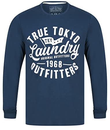 Tokyo Laundry Men's Revo Vintage Retro Graphic Cotton Jersey Long Sleeve Top