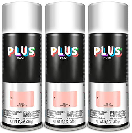 PLUS HOME Pintura Spray 520cc para pintar todo tipo de super cies: madera, metal, cartón, tela, piedra, bra de vidrio, plásticos rígidos, etc para bricolaje y DIY.Rosa (Ral:B112)(Paquete de 3)
